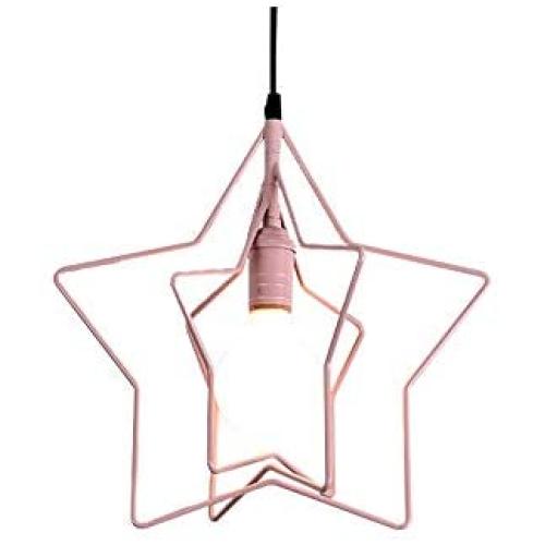 FL-63584 Nordic Pink Pendant Lamps, Creative Adjustable Chandeliers, 1-Light Pendant Lights for Girls Room, Princess Room, Kids Room (Pink)