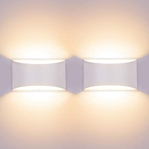 Lightess Dimmable Wall Sconce, Modern Wall Sconce Set of 2, Indoor Up Down Wall Mounted Lamps, LED Hallway Wall Sconce Lamps, White Wall Lights for Bedroom Living Room Stairs, Warm White