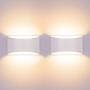 Lightess Dimmable Wall Sconce, Modern Wall Sconce Set of 2, Indoor Up Down Wall Mounted Lamps, LED Hallway Wall Sconce Lamps, White Wall Lights for Bedroom Living Room Stairs, Warm White