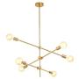 Sputnik Chandelier Modern 6 Lights Plating Brass Century Pendant Lighting Gold Ceiling Light Bedroom Fixture for Hallway Bar Kitchen Dining (6light)