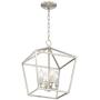 Queluz Brushed Nickel Cage Foyer Pendant Chandelier 13'' Wide Geometric Frame 4-Light Fixture for Dining Room House Foyer Kitchen Island Entryway Bedroom Living Room - Franklin Iron Works
