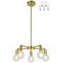 XiNBEi Lighting Chandeliers, 5 Light Brass Pendant Lighting with LED Bulbs for Kitchen & Dining Room XB-C1211-5-SB