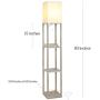 Brightech Maxwell Charger - Shelf Floor Lamp with USB Charging Ports & Electric Outlet - Tall & Narrow Tower Nightstand for Bedroom - Modern, Asian End Table with Light Attached - Rustic Wood