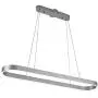 Minimalist LED Chandelier Modern Oval Pendant Light Metal Hanging Ceiling Light Fixture Adjustable Chain Hanging Lamp for Dining Living Rooms Kitchen Silver