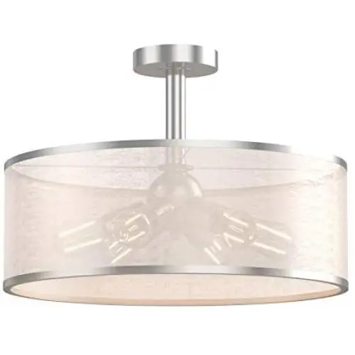 Tangkula Industrial Ceiling Light Fixture, Fabric Drum-Shaped Shade, Semi Flush Mount Ceiling Light w/ Metal Hanging Kit, 6-Light Close to Ceiling Light for Dining Room, Bedroom, Cafe, Bar, Entryway