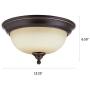 NOMA Classic Flush Mount Ceiling Light Fixture | Perfect for Entryway, Bedroom, Kitchen, Hallway or Dining Room | 13” W, Oil Rubbed Bronze