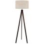 LEPOWER Wood Tripod Floor Lamp, Mid Century Standing Reading Light for Living Room, Bedroom, Study Room and Office, Modern Design, Flaxen Lamp Shade with E26 Lamp Base (Walnut)