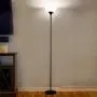 Brightech Sky Dome - Very Bright LED Torchiere Floor Lamp for Living Rooms & Offices– Dimmable Modern Standing Lamp – Tall Pole Light for Bedrooms – LED Bulb Included - Jet Black