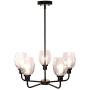 XiNBEi Lighting Chandeliers, Black Chandelier 5 Light, Pendant Lighting with Glass for Living & Dining Room XB-C1210-5-MBK