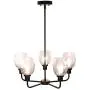 XiNBEi Lighting Chandeliers, Black Chandelier 5 Light, Pendant Lighting with Glass for Living & Dining Room XB-C1210-5-MBK
