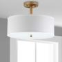 Safavieh LIT4192B Collection Clara 3 Chrome 16'' Semi Drum Flush Light, Gold