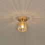 YLONG-ZS Industrial Ceiling Light Fixture with Clear Pannel Glass Shade Semi-Flush Mount for Dining Room, Bedroom, Cafe, Bar, Corridor, Hallway, Entryway, Passway,Gold Finish