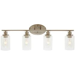 BONLICHT 4 Light Bathroom Wall Light Fixtures Brushed Nickel Farmhouse Bath Vanity Lights with Clear Glass ,Modern Wall Scone Lighting for Bathroom Kitchen Living Room Workshop Cafe