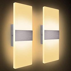 Kernorv Modern Wall Sconce, Set of 2 12W Led Wall Lamp Warm White Acrylic Wall Light for Bedroom Living Room Bathroom Balcony Porch Office Hotel Staircase Garage Hallway 11.4'' x 4.3''(6000K)