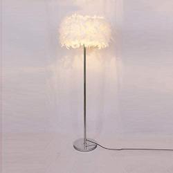 GDLight Feather Floor Lamp Modern Romantic Feather Standing Floor Lamp Bedside Reading Floor Lamp for Living Room Bedroom E27 (White, Pink, Purple),White