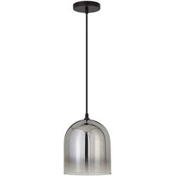 Henn&Hart PD0031 Modern 1 Contemporary Style Smoked Nickel Glass with for, Kitchen, Dining, Living Room, Foyer Pendant Light, One Size, Silver