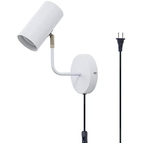 TeHenoo Industrial White Mounted Lamp ,Mini Plug-in Wall Lamp with Ratatable Lampshade for Reading, Bedroom,Living Room TeHenoo Industrial White Mounted Lamp ,Mini Plug-in Wall Lamp with Ratatable Lampshade for Reading, Bedroom,Living Room