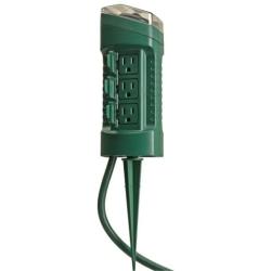 Woods 13547 Outdoor Yard Stake with Photocell Built-In Timer and 6- Foot Cord, Automatic Lighting with Adjustable Settings, Ideal for Holiday Outdoor Lighting, 125-volt / 13-amp, 1625-watt, Green