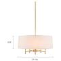 Hampton Hill MPS150-0067 Presidio 5 Modern Chandeliers-Metal, Fabric Shade Pendant Ligthing Lamp Ceiling Dining Lighting Fixtures Hanging, 24'' Wide, White/Gold