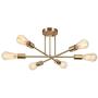 Mid Century Modern Sputnik Chandeliers Light Fixtures,Brushed Brass Semi Flush Mount Ceiling Lighting 6-Light,God Pendant Lighting for Dining & Living Room, Bedroom and Kitchen