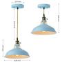 KWOKING Lighting Lovely Industrial 1 Light Pendant Lamp Modern Ceiling Lights with Adjustable Cord Colorful Hanging Lamp for Dining Table Restaurant Kitchen Island Blue Finish