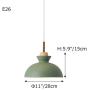 STGLIGHTING Wooden Socket Pendant Light with 15ft Plug-in UL On/Off Dimmer Switch Cord Macaron Green Lampshade Light Fixtures Nordic Minimalist Loft Style Lamps for Dining Room Bulbs Not Included