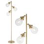 LeeZM Modern Tree Floor Lamp Industrial Floor Lamps for Living Rooms, Bedrooms, Office with Reading Light Rustic Vintage Farmhouse Tall Standing Up Lamp with Glass Shade 3 Led Bulbs Included（Gold）