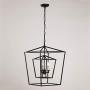 Decomust 17'' Lantern Pendant Light Industrial Vintage Lantern Iron Cage Hanging with 3-Light, Chandelier for Traditional Dining Room Bar Cafe (Black)