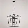 Decomust 17'' Lantern Pendant Light Industrial Vintage Lantern Iron Cage Hanging with 3-Light, Chandelier for Traditional Dining Room Bar Cafe (Black)
