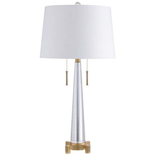 JONATHAN Y JYL2018A Zoe 29.5'' 2-Light Crystal LED Table Lamp Contemporary,Glam,Transitional,Modern for Bedroom, Living Room, Office, College Dorm, Coffee Table, Bookcase, Clear/BrassGold
