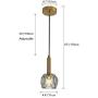 NC Lighting 1-Light Modern Angular Glass Crystal Pendant Light Gold Decorative Mini Metal Ceiling Light Fixtures for Kitchen Island Bedroom Dining Room Bar