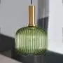 LITFAD Modern Ribbed Glass Geometric Hanging Light Simplicity Single Light Ceiling Light in Brass Finish Pendant Light Fixture for Hallway Warehouse Bar Coffee Shop Living Rooms Bedrooms - B Green