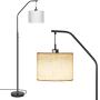 DEWENWILS ARC Floor Lamps for living room, Modern Floor Lamp with 10W LED Dimmable Bulbs,Tall Lamp with White Linen Shade for Bedroom,Reading Room,Office,