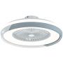 TFCFL Modern Ceiling Fan with Light, 23.5'' Semi Flush Mount Ceiling Fan with Remote Control 3 Speeds Hidden Blades Low Profile for Bedroom Dining Room (White & Gray)