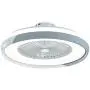 TFCFL Modern Ceiling Fan with Light, 23.5'' Semi Flush Mount Ceiling Fan with Remote Control 3 Speeds Hidden Blades Low Profile for Bedroom Dining Room (White & Gray)