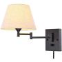 Pauwer Plug in Wall Sconce Set of 2 Swing Arm Wall Lamp with Plug in Cord and Fabric Shade Wall Light Fixtures for Hallway Bedroom Living Room (Beige Shade)