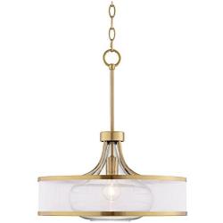 Layne Antique Brass Pendant Light 19'' Wide Modern Silver Organza Clear Glass Fixture for Kitchen Island Dining Room - Possini Euro Design