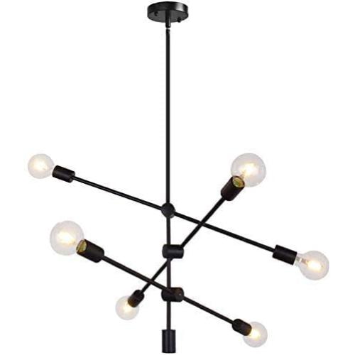 Sivilynus Modern Sputnik Chandelier Light Fixture 6 Lights Black Farmhouse Ceiling Hanging Mid Century Pendant Light for Dining Room Foyer Kitchen Island Sivilynus Modern Sputnik Chandelier Light Fixture 6 Lights Black Farmhouse Ceiling Hanging Mid Century Pendant Light for Dining Room Foyer Kitchen Island