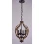 4-Light Chandelier Rustic Metal Pendant Light Adjustable Height oval Pendant Ceiling Hanging Light Fixture with Oil Rubbed Bronze Finish Wood Texture Indoor Kitchen Island Dining Living Room Farmhouse