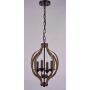 4-Light Chandelier Rustic Metal Pendant Light Adjustable Height oval Pendant Ceiling Hanging Light Fixture with Oil Rubbed Bronze Finish Wood Texture Indoor Kitchen Island Dining Living Room Farmhouse