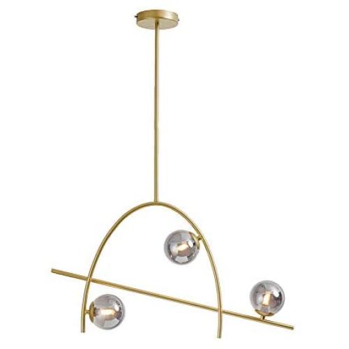 Glass Globe Sputnik Chandelier Modern 3 Light Molecule Pendant Lighting,G9 Mid Century Brass Finish Ceiling Lamp for Dining Room Hallway