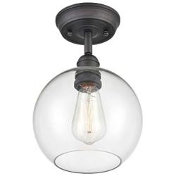 WILDSOUL Lighting 60011OB 1-Light Globe Glass Semi Flush Mount, Modern and Industrial Sloped Ceiling Compatible Entry Hallway Kitchen Ceiling Light Fixture, Oil Rubbed Bronze, 7-7/8'' Width