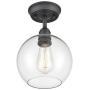 WILDSOUL Lighting 60011OB 1-Light Globe Glass Semi Flush Mount, Modern and Industrial Sloped Ceiling Compatible Entry Hallway Kitchen Ceiling Light Fixture, Oil Rubbed Bronze, 7-7/8'' Width