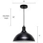 MOTINI Barn Pendant Light 1-Light Height-Adjustable Edison Hanging Light Fixture with Metal Dome Shade Farmhouse Style Ceiling Light Fixture in Black Finish for Kitchen Island, Dining Room, Foyer UL