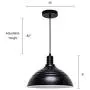 MOTINI Barn Pendant Light 1-Light Height-Adjustable Edison Hanging Light Fixture with Metal Dome Shade Farmhouse Style Ceiling Light Fixture in Black Finish for Kitchen Island, Dining Room, Foyer UL