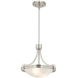 Deco Brushed Nickel Mini Pendant Light 12 1/2'' Wide Modern Art Deco Marbleized Glass Bowl Fixture for Kitchen Island Dining Room - Possini Euro Design