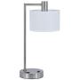 XiNBEi Lighting Table Lamp USB Desk Lamp with Fabric Shade, Modern Bedside Iron Lamp Brushed Nickel Finish for Bedroom Living Room & Office XB-TL1230-BN