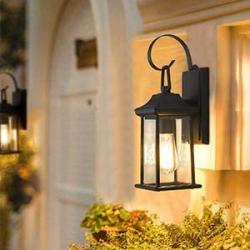 Eapudun Outdoor Wall Lighting Fixture, x Inch Exterior Wall Mount Lantern Sconce, Matte Black Die-cast Aluminum Finish with Clear Glass, WLA1301-MBK