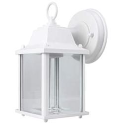 LIT-PaTH Outdoor Wall Lantern, Wall Sconce as Porch Lighting Fixture, E26 Base 100W Max., Aluminum Housing Plus Glass, Water-Proof and Outdoor Rated, ETL Qualified, 2-Pack (White)