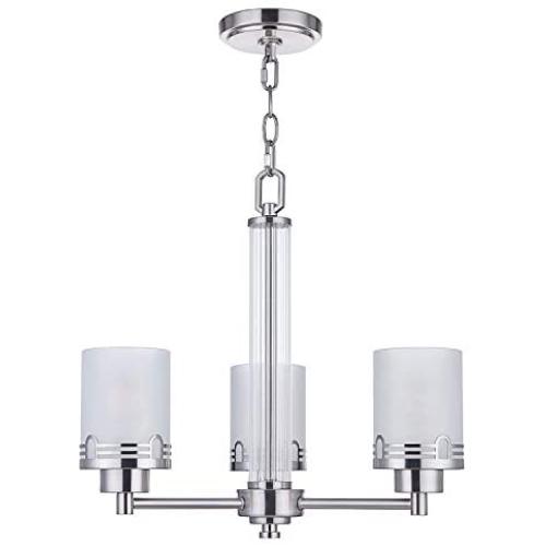 Doraimi 3 Light Chandelier Lighting with Hollow Lamp Cup+Brushed Nickel Finish,Modern and Concise Style Ceiling Light Fixture with Frosted Glass Shade for Foyer, Dining Room, Living Room, Family Room